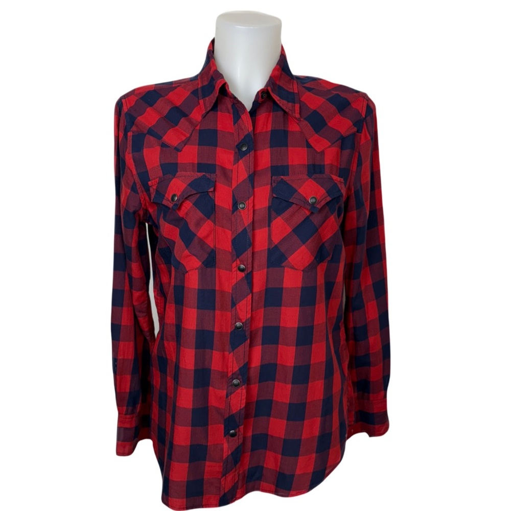 Denim & Supply Ralph Lauren Red and Black Checkered Shirt-Med